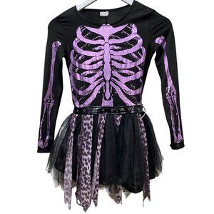 SPIRIT Halloween Dress Girls Medium  Punk Skeleton Witch Costume Dress Only